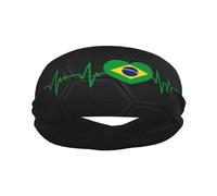 Diademas Deportivas con la Bandera brasileña I Love Brazil Heartbeat para Hombre y Mujer, Banda de algodón Absorbente para el Sudor, Ideal para Yoga y Ciclismo.