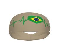 Diademas Deportivas con la Bandera brasileña I Love Brazil Heartbeat para Hombre y Mujer, Banda de algodón Absorbente para el Sudor, Ideal para Yoga y Ciclismo.