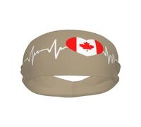 Diademas Deportivas con la Bandera Canadiense I Love Canada Heartbeat para Hombre y Mujer, Banda para el Sudor de algodón Absorbente, Ideal para Yoga y Ciclismo.