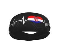 Diademas Deportivas con la Bandera croata I Love Croatia Heartbeat para Hombre y Mujer, Banda de algodón Absorbente para el Sudor, Ideal para Yoga y Ciclismo.