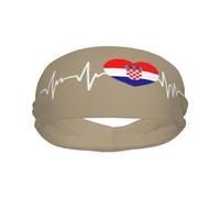 Diademas Deportivas con la Bandera croata I Love Croatia Heartbeat para Hombre y Mujer, Banda de algodón Absorbente para el Sudor, Ideal para Yoga y Ciclismo.
