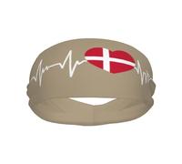 Diademas Deportivas con la Bandera danesa I Love Denmark Heartbeat para Hombre y Mujer, Banda para el Sudor de algodón Absorbente, Ideal para Yoga y Ciclismo.