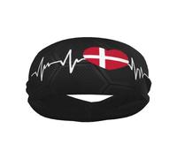 Diademas Deportivas con la Bandera danesa I Love Denmark Heartbeat para Hombre y Mujer, Banda para el Sudor de algodón Absorbente, Ideal para Yoga y Ciclismo.