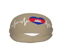 Diademas Deportivas con la Bandera de Camboya I Love Cambodia Heart para Hombre y Mujer, Banda para el Sudor de algodón Absorbente, Ideal para Yoga y Ciclismo.