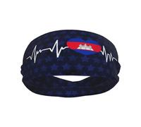 Diademas Deportivas con la Bandera de Camboya I Love Cambodia Heart para Hombre y Mujer, Banda para el Sudor de algodón Absorbente, Ideal para Yoga y Ciclismo.
