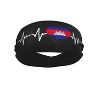 Diademas Deportivas con la Bandera de Camboya I Love Cambodia Heart para Hombre y Mujer, Banda para el Sudor de algodón Absorbente, Ideal para Yoga y Ciclismo.