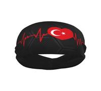 Diademas Deportivas con la Bandera de corazón I Love Turkey para Hombre y Mujer, Banda para el Sudor de algodón Absorbente, Ideal para Yoga y Ciclismo.