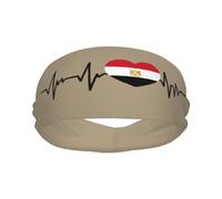 Diademas Deportivas con la Bandera de Egipto I Love Egypt Heartbeat para Hombre y Mujer, Banda para el Sudor de algodón Absorbente, Ideal para Yoga y Ciclismo.