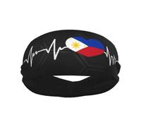 Diademas Deportivas con la Bandera de Filipinas I Love Philippines Heartbeat para Hombre y Mujer, Banda para el Sudor de algodón Absorbente, Ideal para Yoga y Ciclismo.