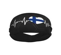 Diademas Deportivas con la Bandera de Finlandia I Love Finland Heartbeat para Hombre y Mujer, Banda para el Sudor de algodón Absorbente, Ideal para Yoga y Ciclismo.