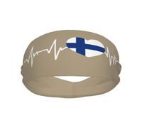 Diademas Deportivas con la Bandera de Finlandia I Love Finland Heartbeat para Hombre y Mujer, Banda para el Sudor de algodón Absorbente, Ideal para Yoga y Ciclismo.