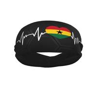 Diademas Deportivas con la Bandera de Ghana I Love Ghana Heartbeat para Hombre y Mujer, Banda para el Sudor de algodón Absorbente, Ideal para Yoga y Ciclismo.