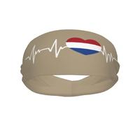 Diademas Deportivas con la Bandera de Holanda I Love Netherlands Heartbeat para Hombre y Mujer, Banda para el Sudor de algodón Absorbente, Ideal para Yoga y Ciclismo.