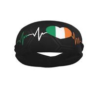 Diademas Deportivas con la Bandera de Irlanda I Love Ireland Heartbeat para Hombre y Mujer, Banda de algodón Absorbente de Humedad, Ideal para Yoga y Ciclismo.