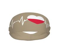 Diademas Deportivas con la Bandera de Polonia I Love Poland Heartbeat para Hombre y Mujer, Banda para el Sudor de algodón Absorbente, Ideal para Yoga y Ciclismo.