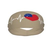 Diademas Deportivas con la Bandera de Samoa I Love Samoa Heartbeat para Hombre y Mujer, Banda para el Sudor de algodón Absorbente, Ideal para Yoga y Ciclismo.