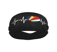 Diademas Deportivas con la Bandera de Seychelles I Love Seychelles Heartbeat para Hombre y Mujer, Banda para el Sudor de algodón Absorbente, Ideal para Yoga y Ciclismo.