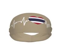 Diademas Deportivas con la Bandera de Tailandia I Love Thailand Heartbeat para Hombre y Mujer, Banda de algodón Absorbente de Humedad, Ideal para Yoga y Ciclismo.