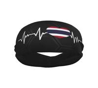 Diademas Deportivas con la Bandera de Tailandia I Love Thailand Heartbeat para Hombre y Mujer, Banda de algodón Absorbente de Humedad, Ideal para Yoga y Ciclismo.
