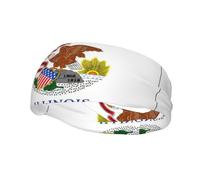 Diademas deportivas con la bandera del estado de Illinois que absorben la humedad atlética de tela de rizo que absorbe el sudor