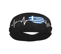 Diademas Deportivas con la Bandera Griega I Love Greece Heartbeat para Hombre y Mujer, Banda para el Sudor de algodón Absorbente, Ideal para Yoga y Ciclismo.