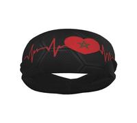 Diademas Deportivas con la Bandera marroquí I Love Morocco Heartbeat para Hombre y Mujer, Banda de algodón Absorbente para el Sudor, Ideal para Yoga y Ciclismo.