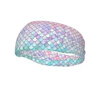 Diademas deportivas de moda para el sudor con imagen de sirena YUGTAEE rosa y morado que absorben el sudor para hombres y mujeres