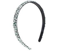 Diademas, diademas con diamantes de imitación, purpurina, finas, accesorios cristal perlas y lentejuelas, diadema elegante(Green Pearl)