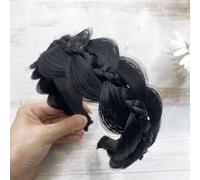 Diademas, diademas para mujer Bandas for el cabello de peluca trenzada de espina de pescado, diadema trenzada retorcida for mejorar el estilo craneal y trenzado de cabello de calabaza(Black)