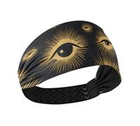 Diademas elásticas antideslizantes con ojos misteriosos negros y dorados para mujer, para senderismo, gimnasio, entrenamientos, maquillaje para el pelo mujer
