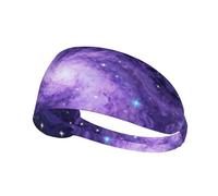 Diademas elásticas con estampado de cielo estrellado morado, suaves y transpirables para yoga, correr y fitness