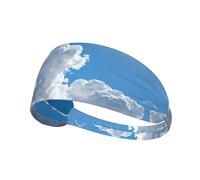 Diademas elásticas con estampado de nubes y cielo azul, suaves y transpirables para yoga, correr y fitness
