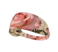 Diademas elásticas con estampado de rosas rosas, suaves y transpirables para yoga, correr y fitness
