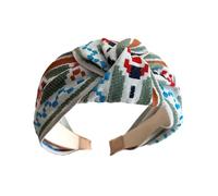 Diademas elásticas de encaje floral bordadas con banda ancha, adorno para el cabello para mujer, accesorios para el cabello