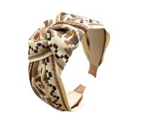 Diademas elásticas de encaje floral bordadas con banda ancha, adorno para el cabello para mujer, accesorios para el cabello