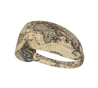 Diademas elásticas de entrenamiento con diseño de mapa del mundo antiguo para mujer, banda elástica deportiva para yoga, bandas de sudor refrescantes