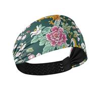 Diademas elásticas para adultos que absorben la humedad con flores y dragones para mujer, para uso diario, yoga, uso diario, ciclismo
