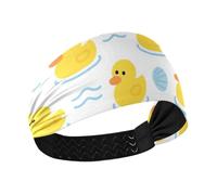 Diademas elásticas para el pelo con diseño de patos amarillos de dibujos animados que absorben la humedad, para tenis, fútbol, correr, tenis, deportes para mujer