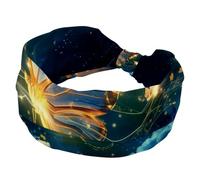 Diademas elásticas para mujer, diadema ancha, mariposa y flores con fondo brillante de universo de sendero, diadema anudada, vendas vintage para uso diario, yoga, entrenamiento