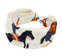 Diademas elásticas vintage con patrón de caballos y vaqueros occidentales para mujeres, turbante de nudo trenzado, diadema deportiva para yoga, entrenamiento, diadema ancha para niñas y mujeres