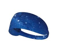 Diademas elásticas y suaves transpirables con estampado de cielo estrellado azul para yoga, correr y fitness