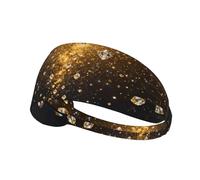 Diademas elásticas y suaves y transpirables con estampado de zafiro naranja para yoga, correr y fitness