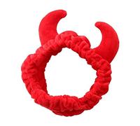 Diademas Faciales Felpa roja o buey demonio demonio cuernos diadema maquillaje ducha lavado cara deporte terciopelo pelo banda femenino niñas festival divertido año nuevo Diadema Lavado De Cara (Colo