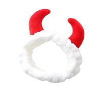 Diademas Faciales Felpa roja o buey demonio demonio cuernos diadema maquillaje ducha lavado cara deporte terciopelo pelo banda femenino niñas festival divertido año nuevo Diadema Lavado De Cara (Colo