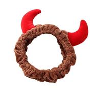 Diademas Faciales Felpa roja o buey demonio demonio cuernos diadema maquillaje ducha lavado cara deporte terciopelo pelo banda femenino niñas festival divertido año nuevo Diadema Lavado De Cara (Colo