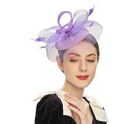 Diademas finas y elásticas para mujer, tocado para fiesta de té, sombrero de Kentuckys Derbys Tocado, pastillero, diadema para cabeza completa (morado, talla única)