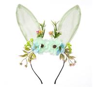 Diademas florales con orejas para mujer, guirnaldas florales para el pelo, corona de flores 3D para boda