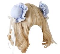 Diademas for el cabello de mujer, 2 uds., accesorios for el cabello de estilo chino Vintage, Clips laterales de moño redondos for niñas, for fiesta de disfraces(Blue White)