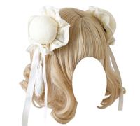 Diademas for el cabello de mujer, 2 uds., accesorios for el cabello de estilo chino Vintage, Clips laterales de moño redondos for niñas, for fiesta de disfraces(Beige White)