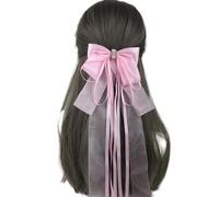 Diademas for el cabello de mujer Accesorios Lolita Lazos for el cabello Pasador con lazos grandes for mujer con cola larga Tocados con lazo for fiesta de niñas(Light Pink)